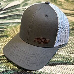 Chevrolet Gray and White Trucker Hat Chevy Adjustable Cap Bowtie Logo